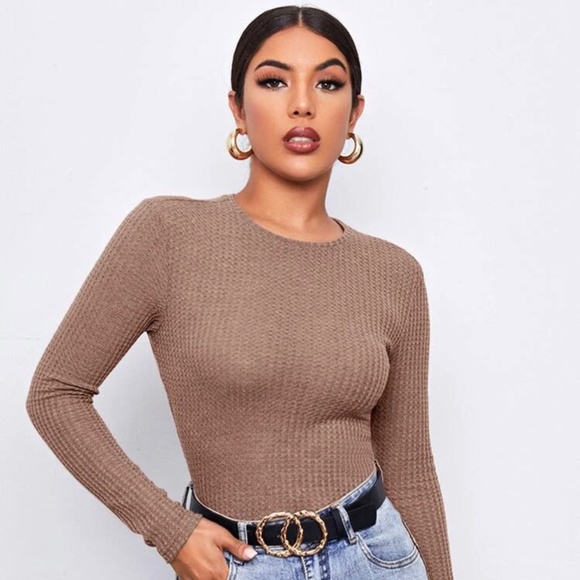 Apricot Waffle Knit Firm Fitting Tee - Picture 1 of 5